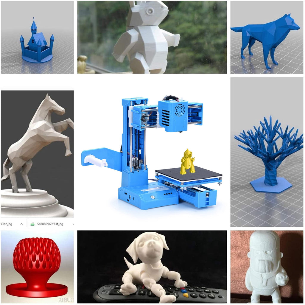 XIBUFE 3D Printer Desktop Printing Machine for Kids 100X100X100Mm Print Size Removable Platform One-Key Printing with Tf Card Pla Sample Filament for Beginners Household Education