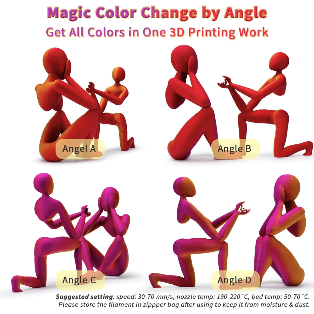 Ziro 3D Tri-Color Matte PLA 1.75mm 1kg, Volcano