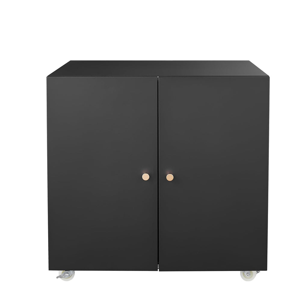 Heavy Duty Metal Printer Stand with Lockable Doors - Adjustable Shelf & Wheels - Large Mobile Filing Cabinet for Office Storage, 3D Printers, Copiers, Heat Press - 90kg Capacity - White, Big