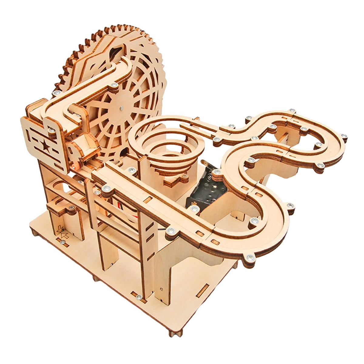 LeeQinersw Marble Run 3D Wooden Puzzle Assembly Mechanical Gear Brain Teaser Roller Coaster Craft Kit DIY Hobby Model Suitable for Gift Giving Family Gathering H