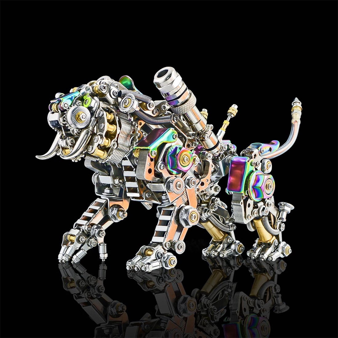 3D Metal Puzzle Colorful Bengal Tiger Model Kit, 700PCS Mechanical Steampunk Tiger 3D Metal Jigsaw Puzzle to Build, DIY Assembly Gift for Adults & Teens -Wings 1 Pair