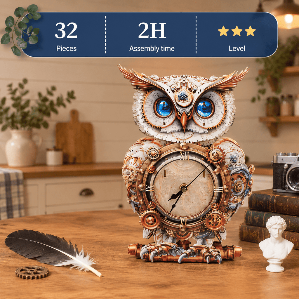 Fire Phoenix Wooden 3D Puzzle Clock DIY Model Kit for Adults