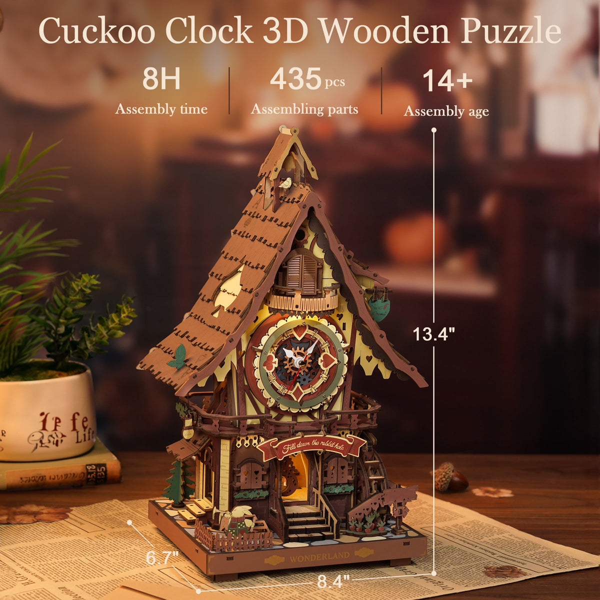 Robotime Cuckoo Clock Wood 3D Puzzles DIY Craft Kit for Adults 435 Pieces