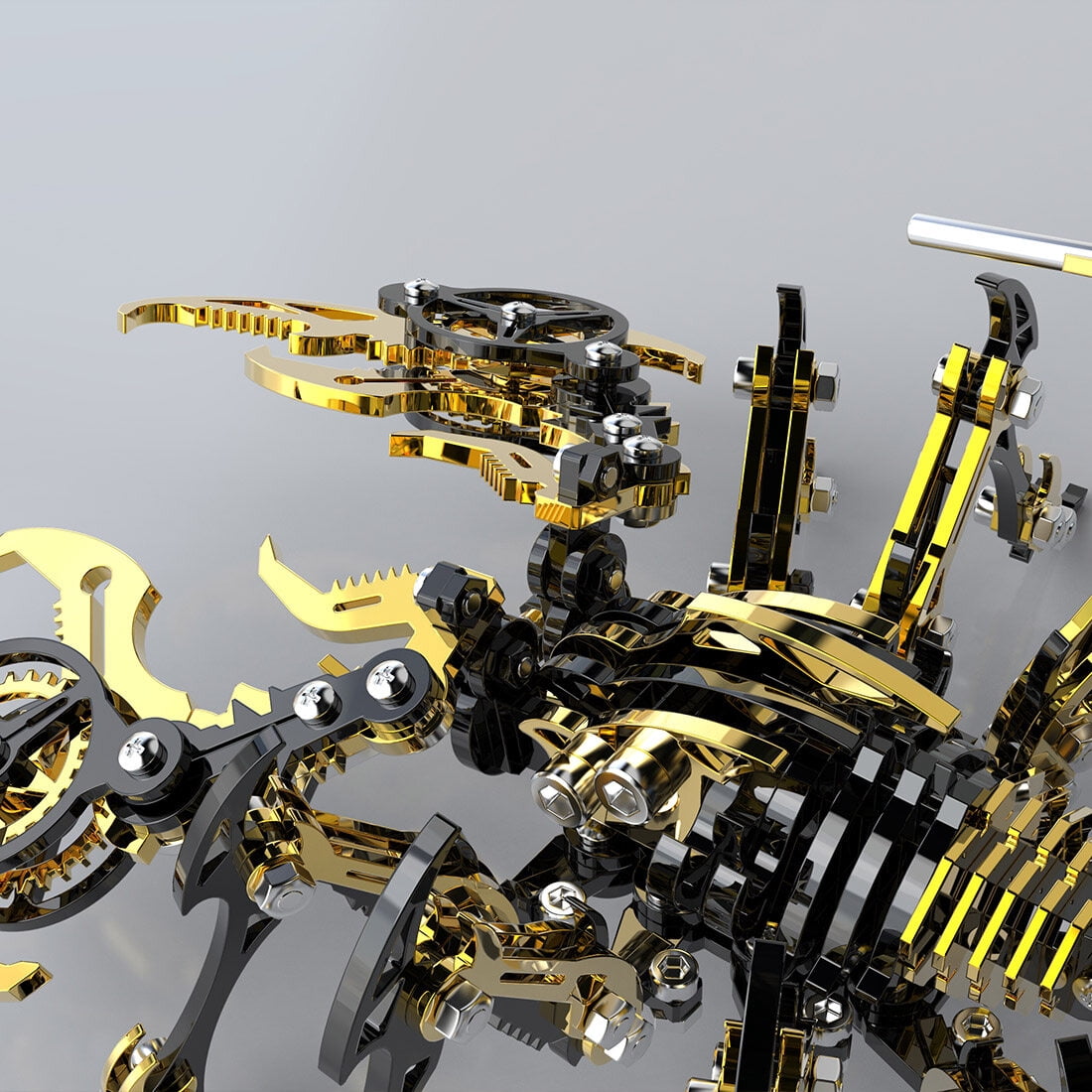 3D Metal Puzzle for Adult, 220PCS+ 3D Steampunk Mechanical Scorpion King Model Kits, DIY ArtCraft Puzzle for Desk Ornaments (Black & Golden)