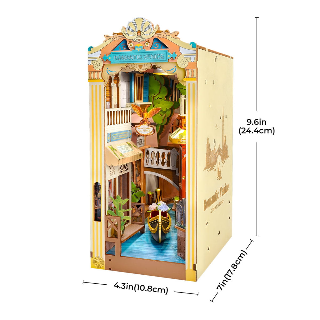 Rolife 3D Jigsaw Puzzle Wooden Model Building Kit Book Nook Romantic Venice Bookend Stand DIY Bookshelf Insert Decor Gift for Teen Adults