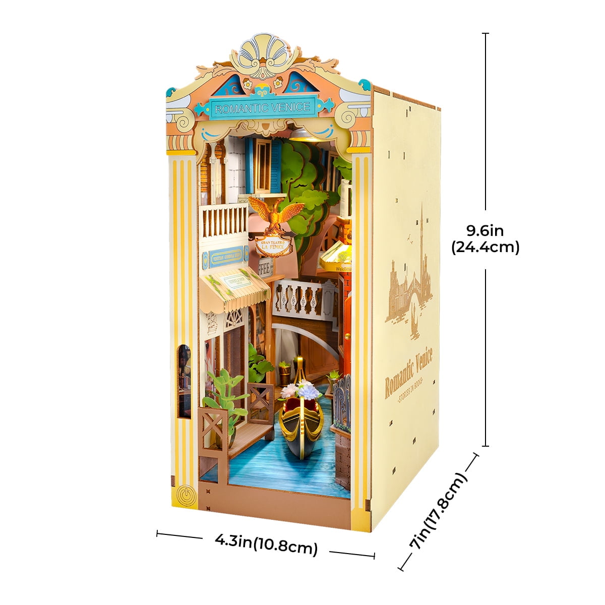 Rolife 3D Jigsaw Puzzle Wooden Model Building Kit Book Nook Romantic Venice Bookend Stand DIY Bookshelf Insert Decor Gift for Teen Adults
