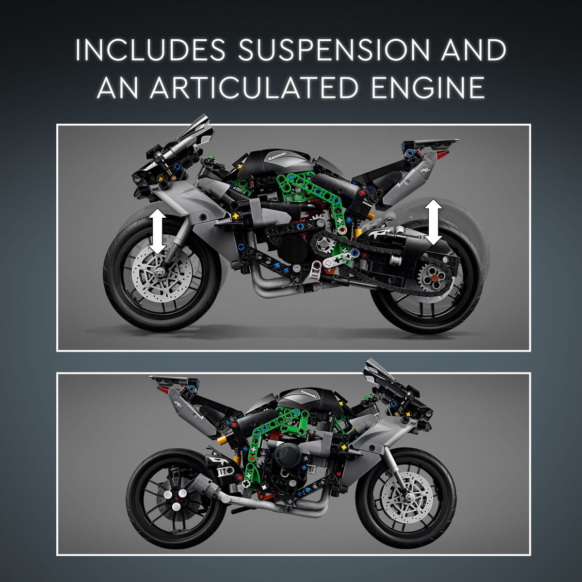 LEGO Technic Kawasaki Ninja H2R Motorcycle Toy for Build and Display, Kid's Room Décor, Collectible Building Set for Boys and Girls Ages 10 and Up, Scale Model Kit for Independent Play,42170