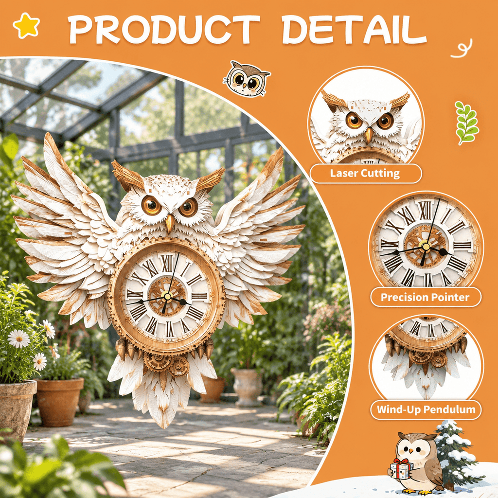 Fire Phoenix Wooden 3D Puzzle Clock DIY Model Kit for Adults
