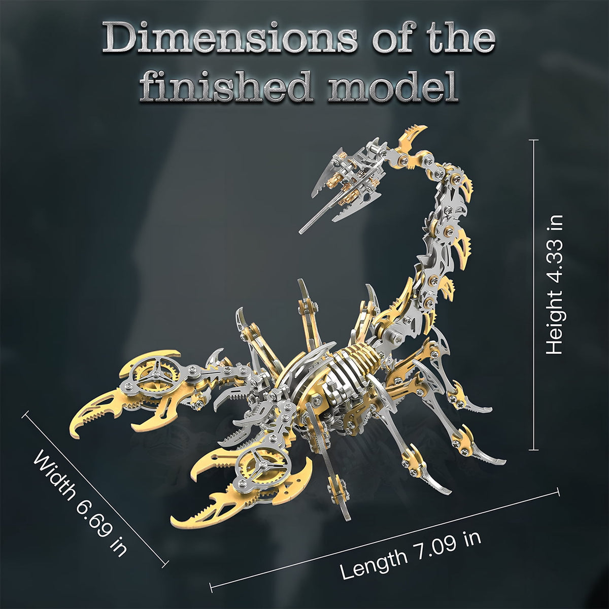 Metalkitor Scorpion 3D Metal Puzzle Kit - 454 Pcs, Mechanical Model for Adults/Teens, Golden, Ideal Gift & Decor