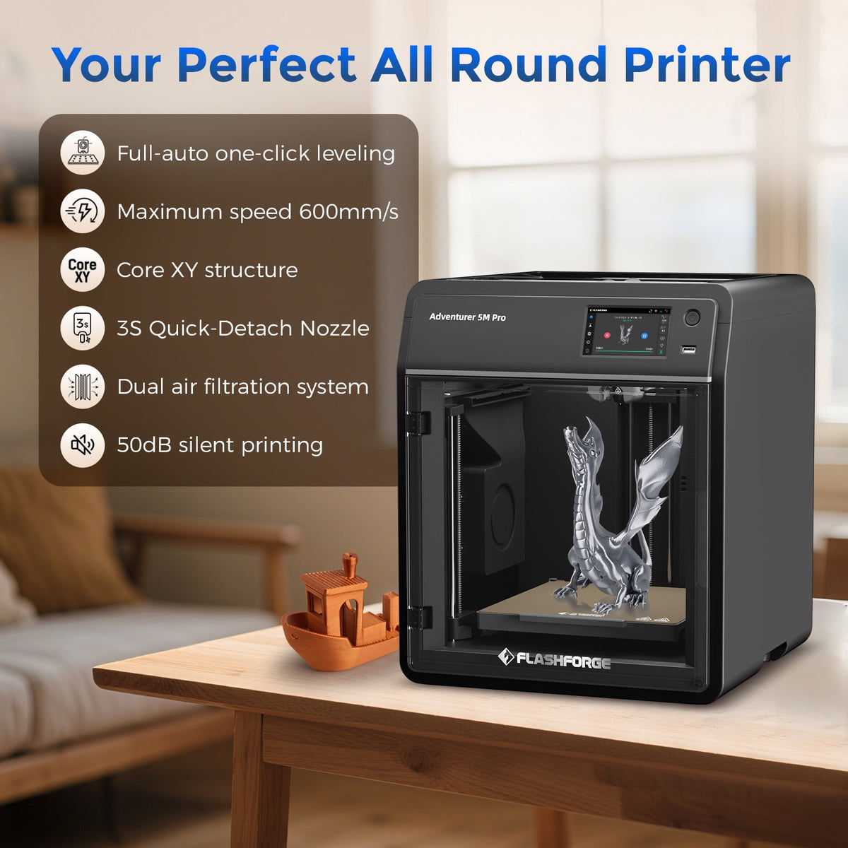 Flashforge AD5X 3D Printer, Multi-Color Printer & 600mm/s High Speed, 1Count, 8.7 x 8.7 x 8.7"