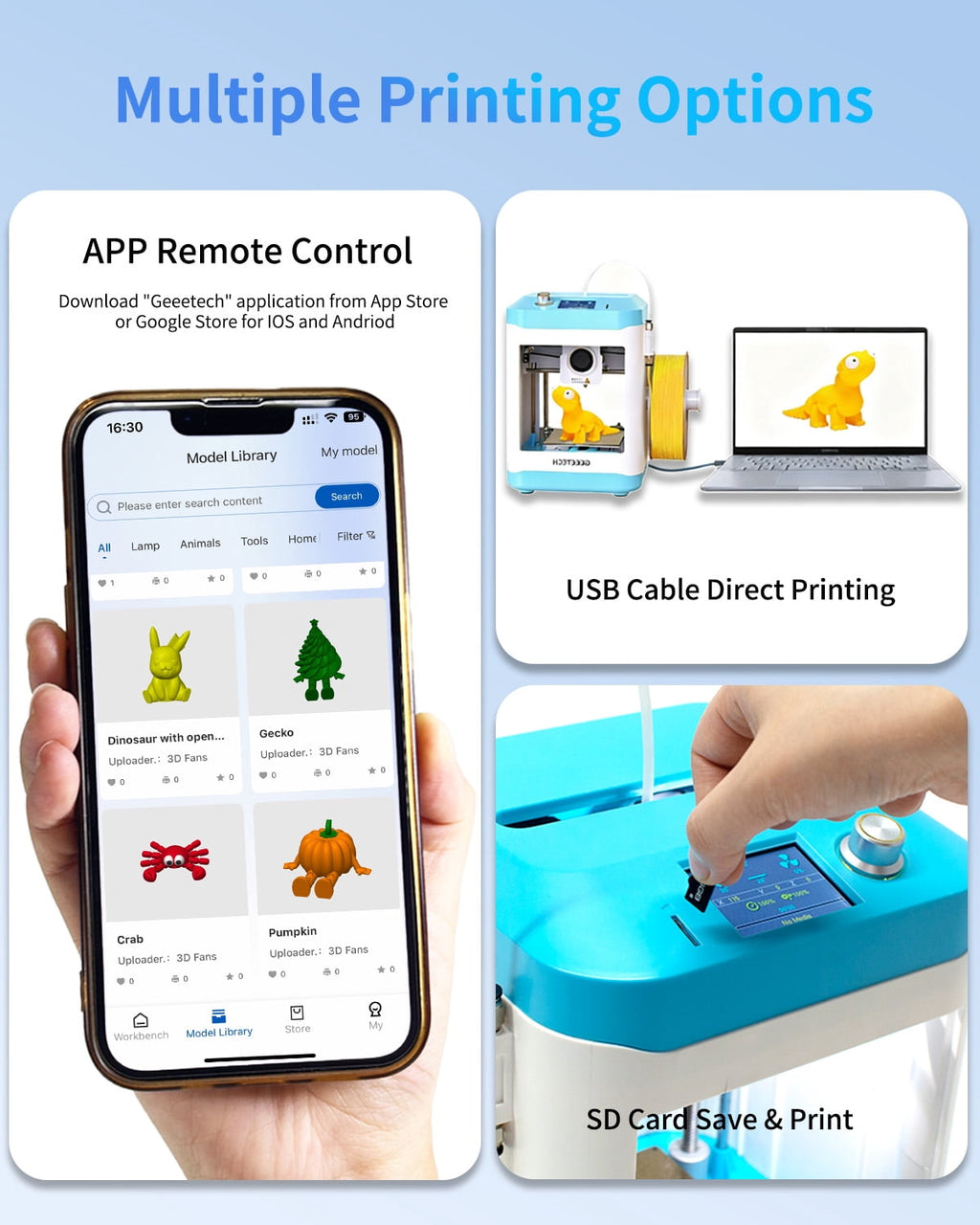 Geeetech Mini Faster 3D Printer with WIFI Fully Assembled 3D Printer for Kids & Beginners