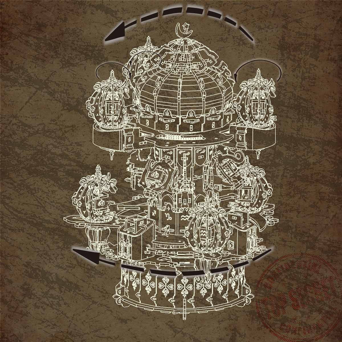 680PCS Celestial Castle Wooden Model Kit, Zodiac Star Map 3D Puzzle Assembly Set With Mechanical Display Decor For Hobbyists