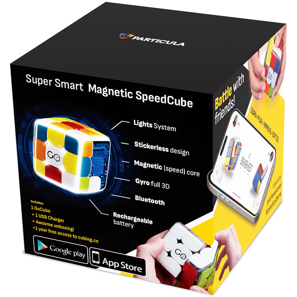 GoCube: Edge - 3x3 Electronic Handheld Mind Puzzle, Mini Games, Magnetic Speed Cube, 3D Brain Teaser Toy, Bluetooth App Enabled Device, Kids Adults 8+