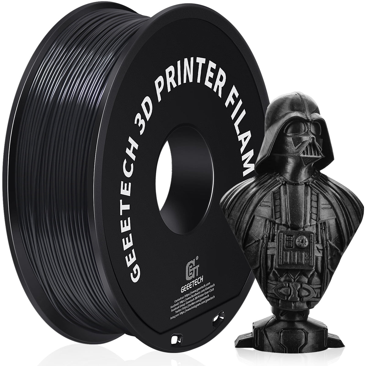GEEETECH Matte PLA Filament, 1.75mm Matte Black 3D Printer Filament, 1kg Spool (2.2lbs), Dimensional Accuracy +/- 0.03 mm, Fit Most FDM Printer