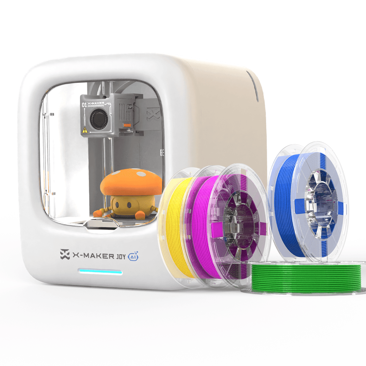 AOSEED 3D Printer Deal Pack for Kid (AI-Powered) with 4 PLA Filament Set, Built-in 1500+ Models 15+ Mini 3D Design Module, 0.05mm High Precision, 200mm/s High Speed Printing