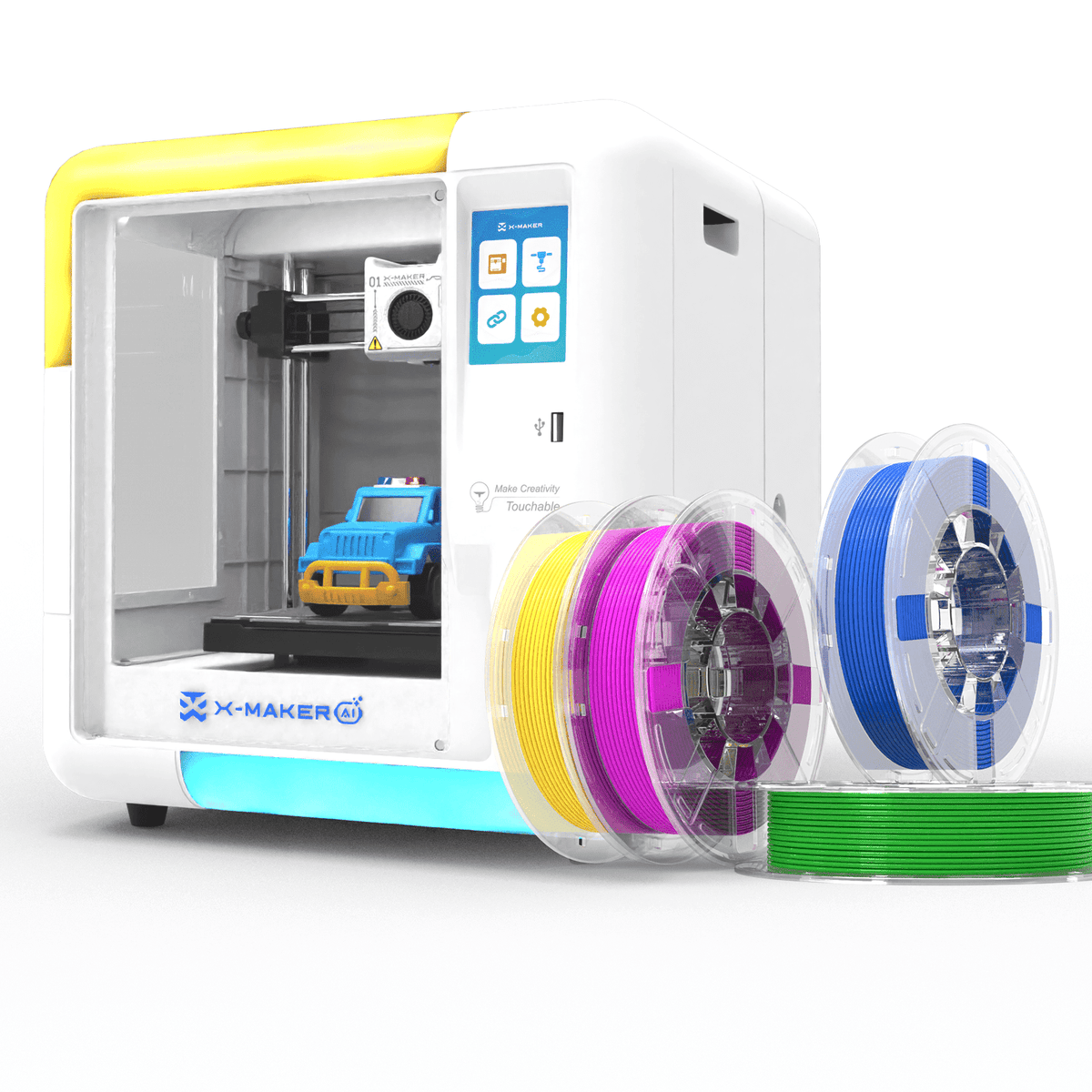 AOSEED AI-Powered X-MAKER 3D Printer, Built-in 1500+ Models 15+ Mini 3D Design Module, 0.05mm High Precision, 300mm/s High Speed Printing, 17.32" x 17.32" x 18.11"