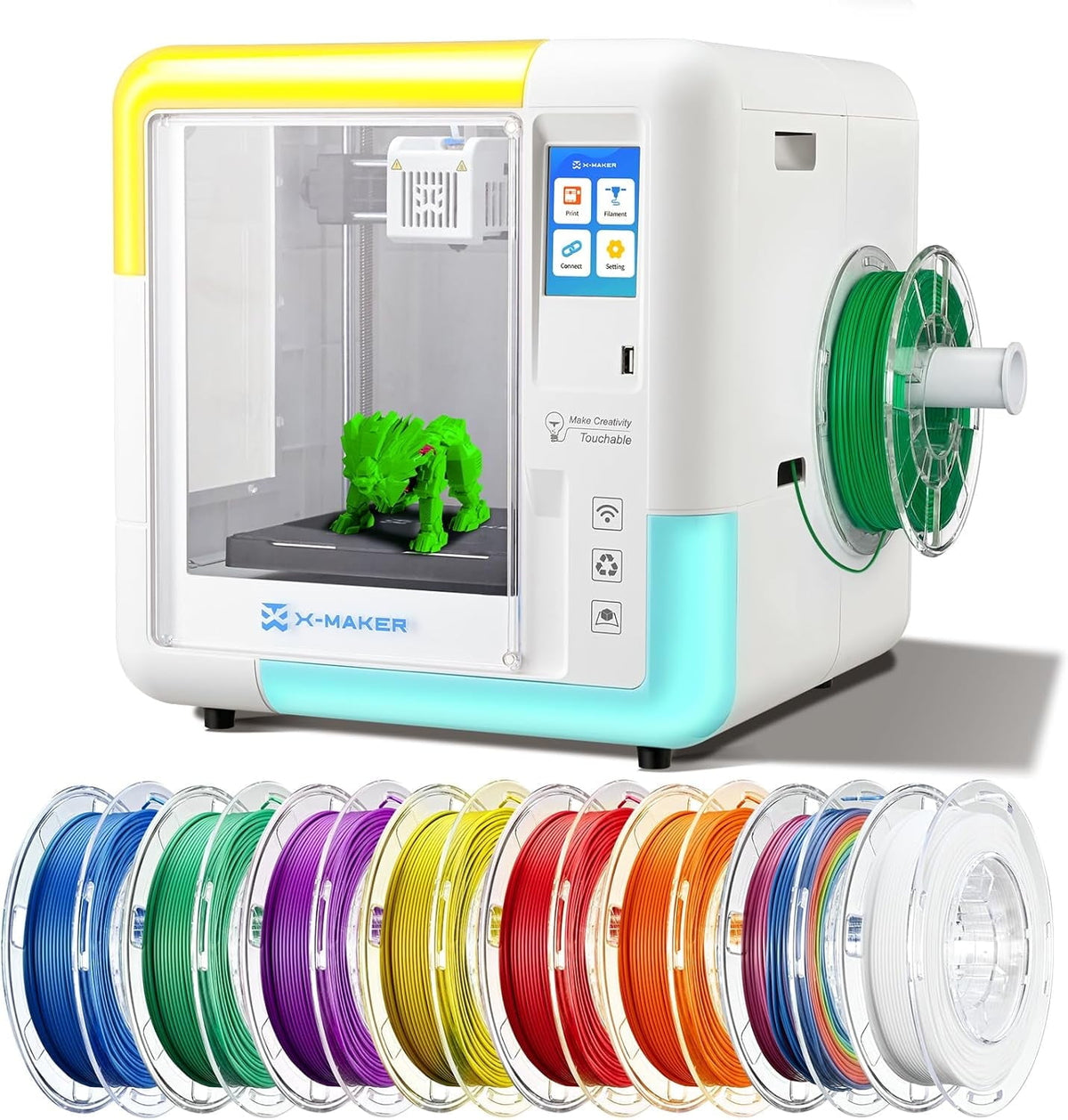 AOSEED AI-Powered X-MAKER 3D Printer, Built-in 1500+ Models 15+ Mini 3D Design Module, 0.05mm High Precision, 300mm/s High Speed Printing, 17.32" x 17.32" x 18.11"