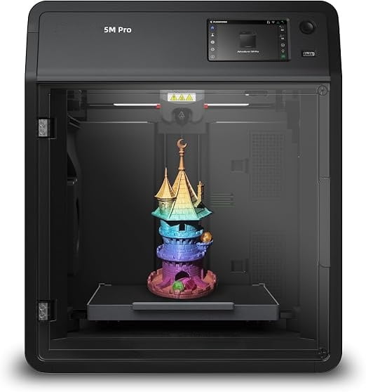 Adventurer 5M Pro 3D Printer, 600mm/s High-Speed, 280°C Quick-Detachable Nozzle, CoreXY All-Metal Structure, Auto Leveling, Dual Filtration, Enclosed Chamber, 220 × 220 × 220mm Build Volume
