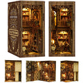 Book Nook Kit for Adults, 3D Wooden Puzzle with LED Light, Ancient Book Collection Model Bookshelf Decor, DIY Miniature MDF Bookshelf Craft Decor