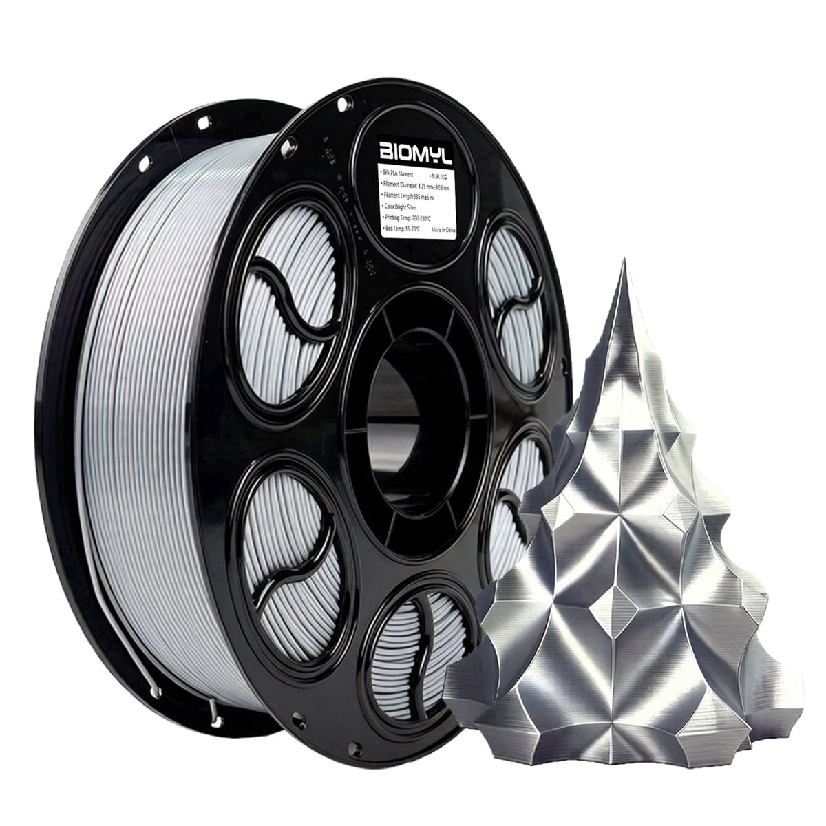 BIOMYL PLA 3D Printer Filament, PLA Filament 1.75mm Metal Gradient Color silk PLA, Tri Gold/Silver/Copper, 1kg Spool, Accuracy +/- 0.03mm