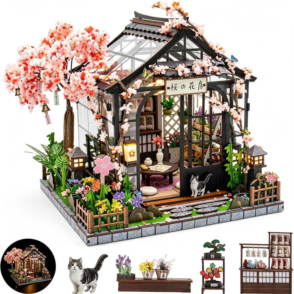 BPPEG Book Nooks for Adults, Diy Miniature Dollhouse Japanese Book Nook Kit | 3D Wooden Puzzle Book Nook Craft Bookshelf Decor, Teens and Beginners Model Miniature Kits, Gift for Family, Friend