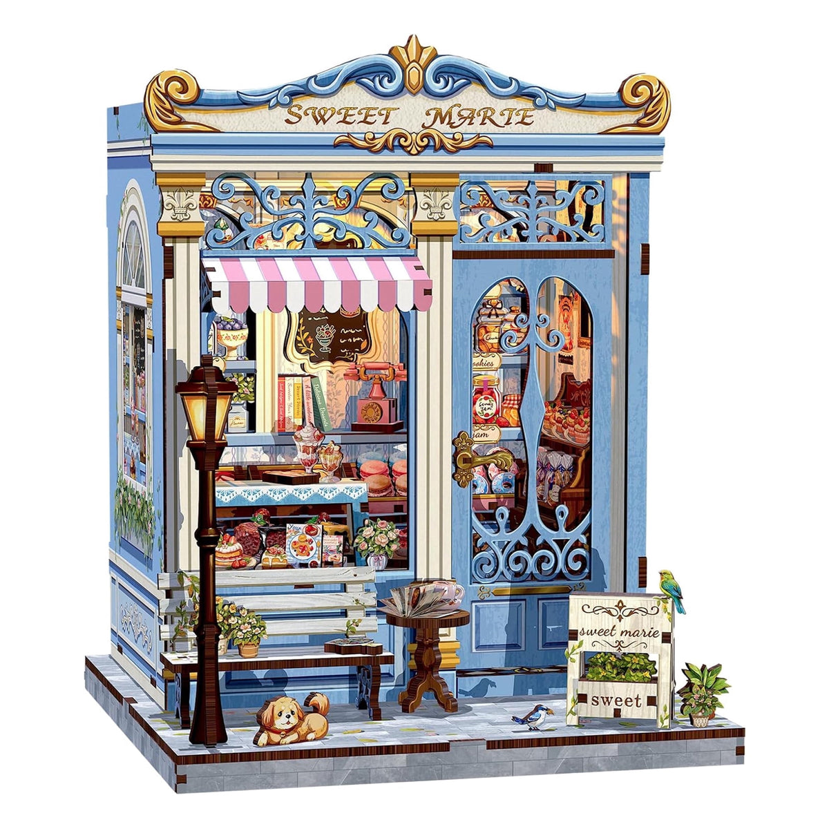 Book Nook Kit, DIY Miniature Bakery Patisserie Hobby Kit for Adults, 3D Wooden Puzzle Bookshelf Decor, Sweet Marie Theme