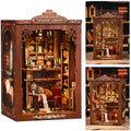Book Nook Kit, MOJINO DIY Miniature House Kit, Wooden 3D Puzzle Glimmering Book Pavilion, DIY Handmade Book Nook Models, Birthday and Mother's Day Gifts for Family and Friends