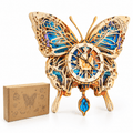 Butterfly Clock 3D Wooden Puzzle Clock DIY Mechanical Craft Kit for Adults Teens