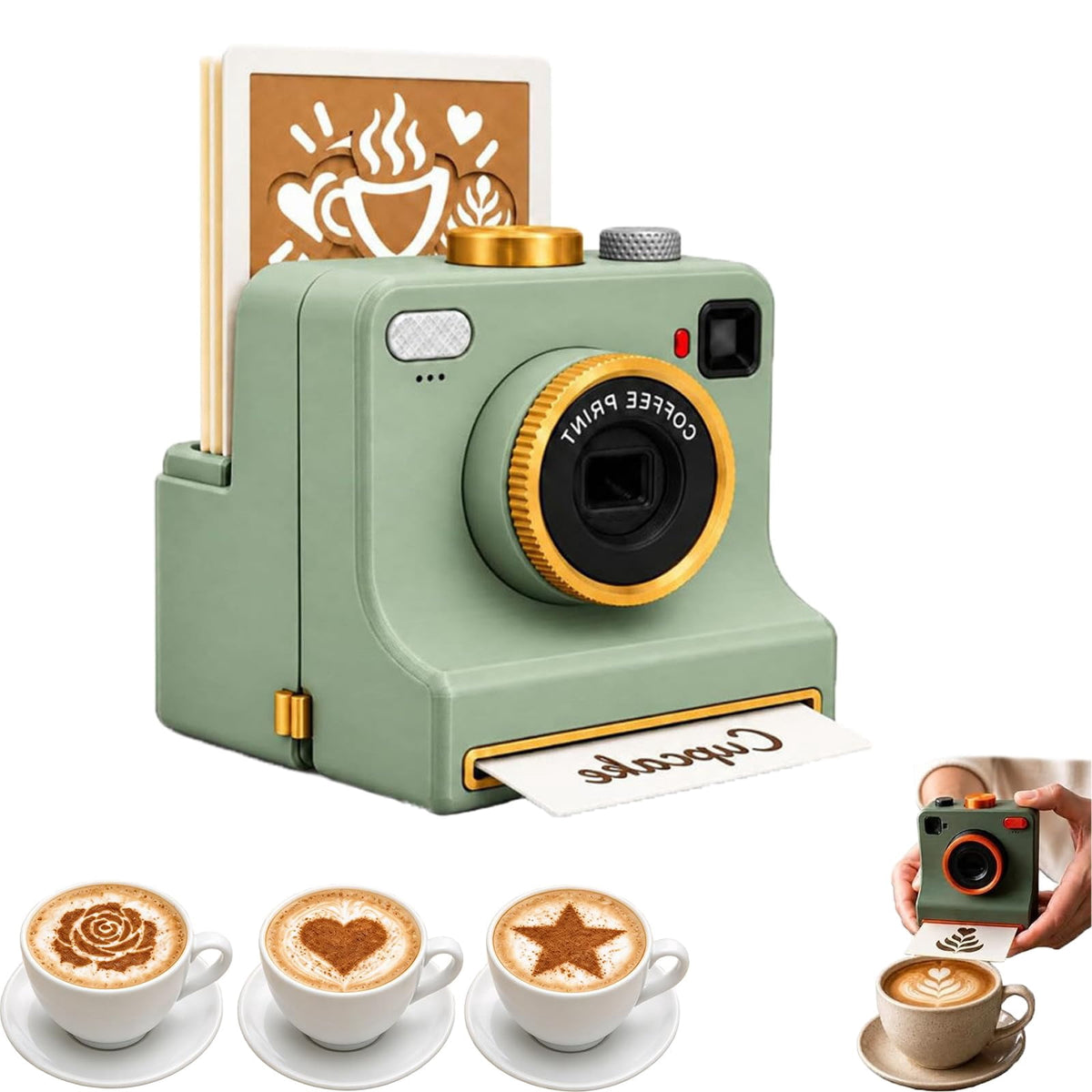Coffee Printer, 3D Latte Art Coffee Printer Machine, Manual Coffee Stencil Printer with Latte Art Stencils for Cocoa and Hot Chocolate