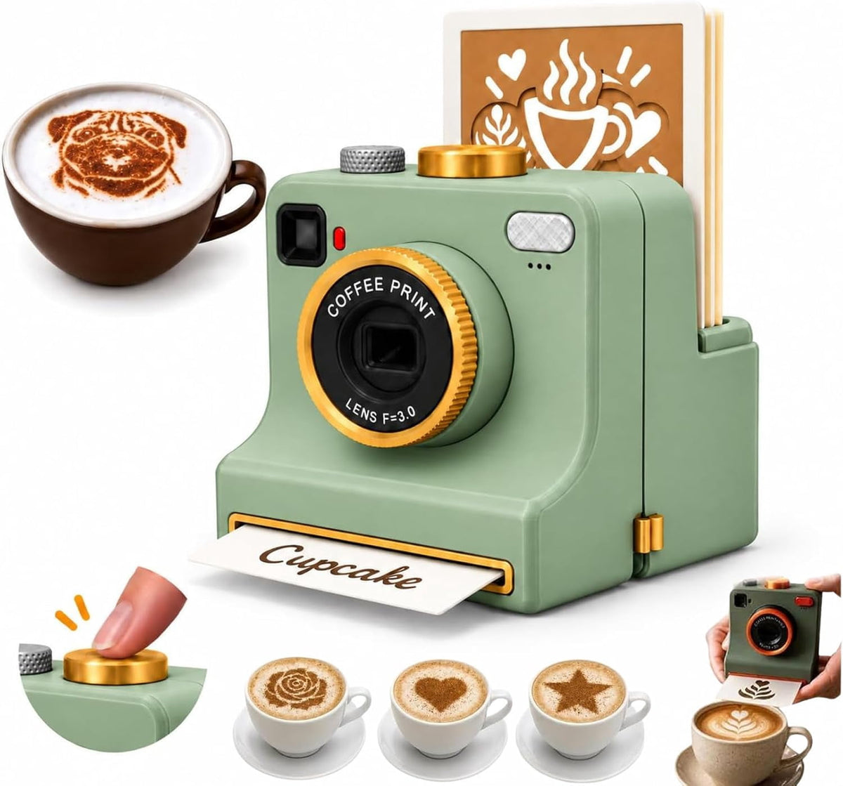 Coffee Printer Machine, 3D Latte Art Coffee Printer , Edible Ink Pre‑Set Pattern Printer for Coffee Foam, Gift for Coffee Enthusiasts