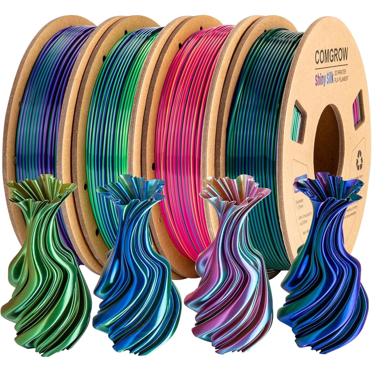 Sovol Silk PLA Filament with Blue Glitter 1kg 1.75mm, Color Changeable 3D Printer Filament 2.2lbs, Chameleon Shiny PLA Material +/-0.03mm, Shimmering 3D Printing Filament, Galaxy Blue