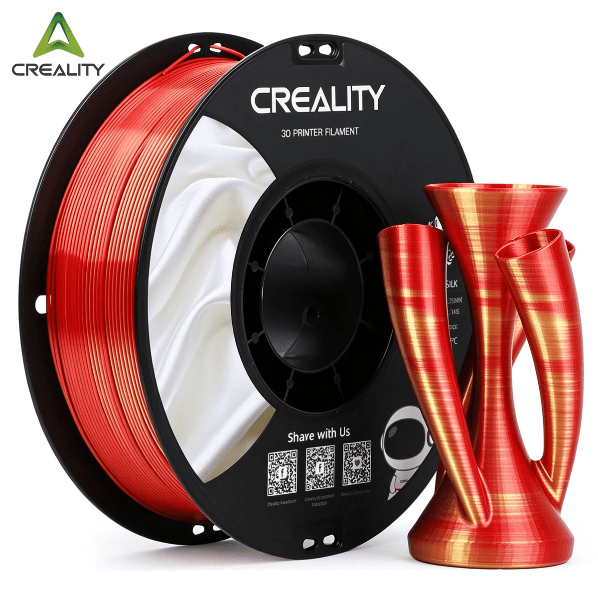 Creality 3D Printing Silk PLA Filament Gold Shiny 1.75mm Filaments Dimensional Accuracy +/- 0.03 mm 2.2lbs for 3D Printers