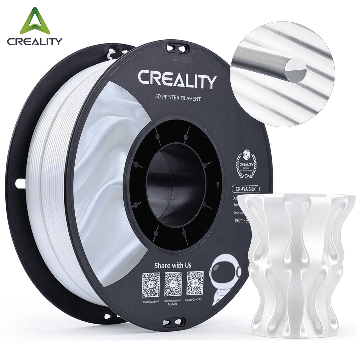 Creality 3D Printing Silk PLA Filament Gold Shiny 1.75mm Filaments Dimensional Accuracy +/- 0.03 mm 2.2lbs for 3D Printers