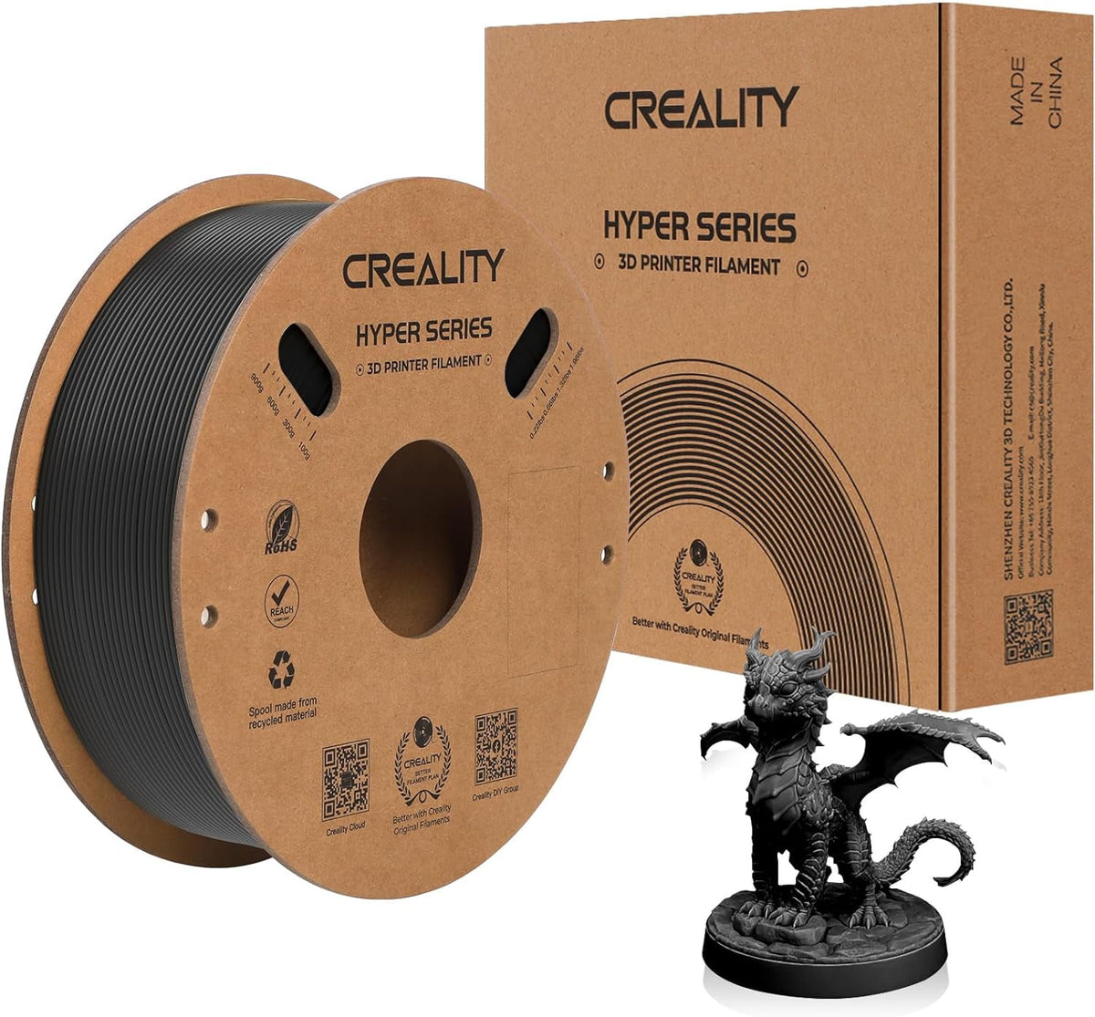 Creality Hyper ABS Filament 3D Printer Filament 1.75mm 350mm/s High-Speed Printing Dimensional Accuracy ± 0.05 mm 2.2lbs Compatible with Most 3D Printers, Grey