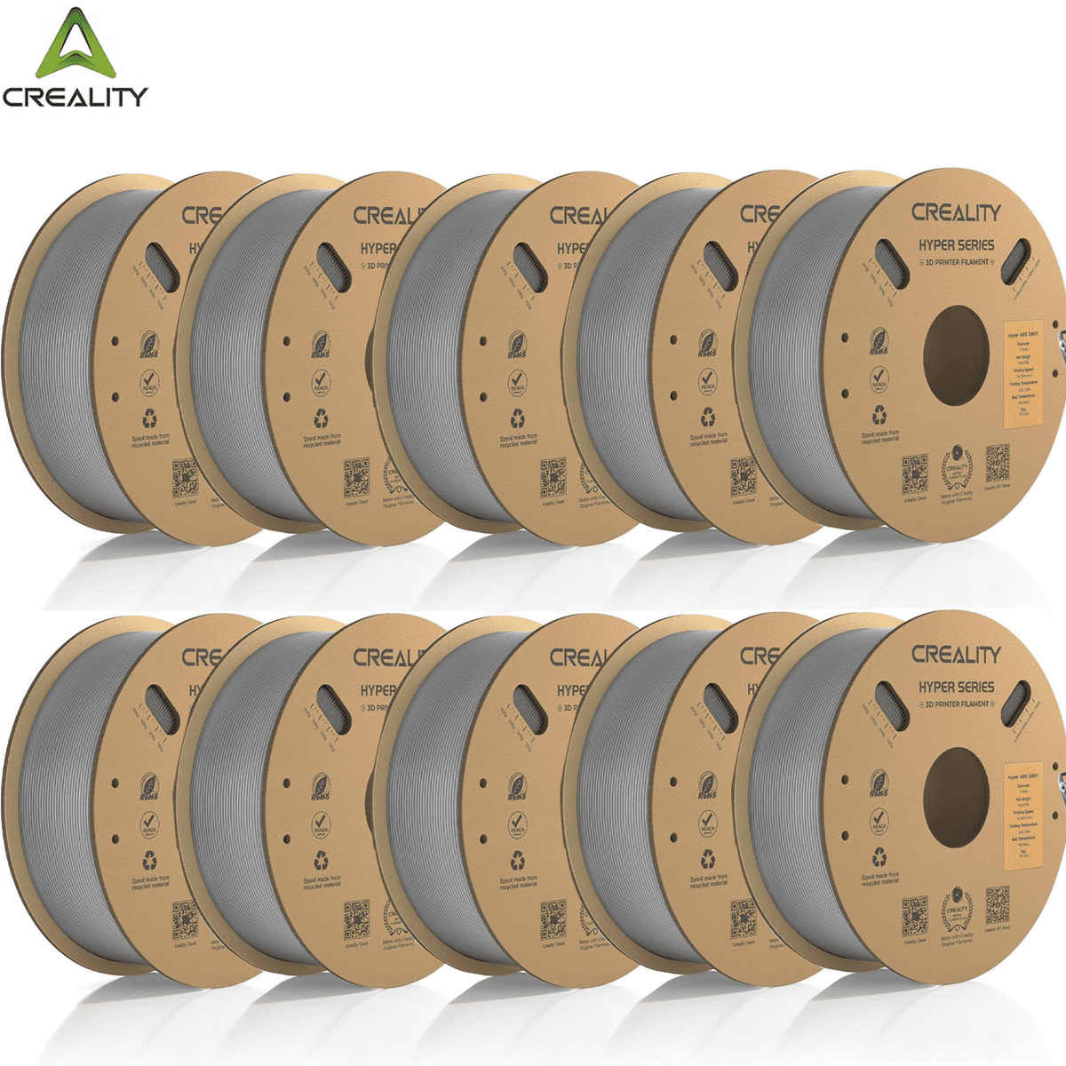 Creality Hyper ABS Filament 3D Printer Filament 1.75mm 350mm/s High-Speed Printing Dimensional Accuracy ± 0.05 mm 2.2lbs Compatible with Most 3D Printers, Grey