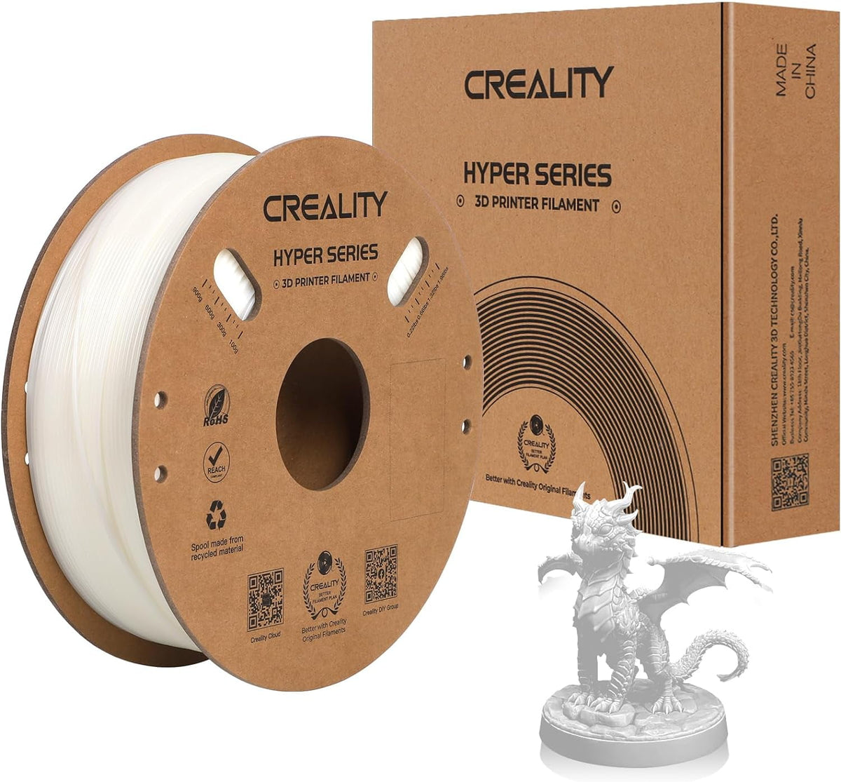Creality Hyper ABS Filament 3D Printer Filament 1.75mm 350mm/s High-Speed Printing Dimensional Accuracy ± 0.05 mm 2.2lbs Compatible with Most 3D Printers, Grey