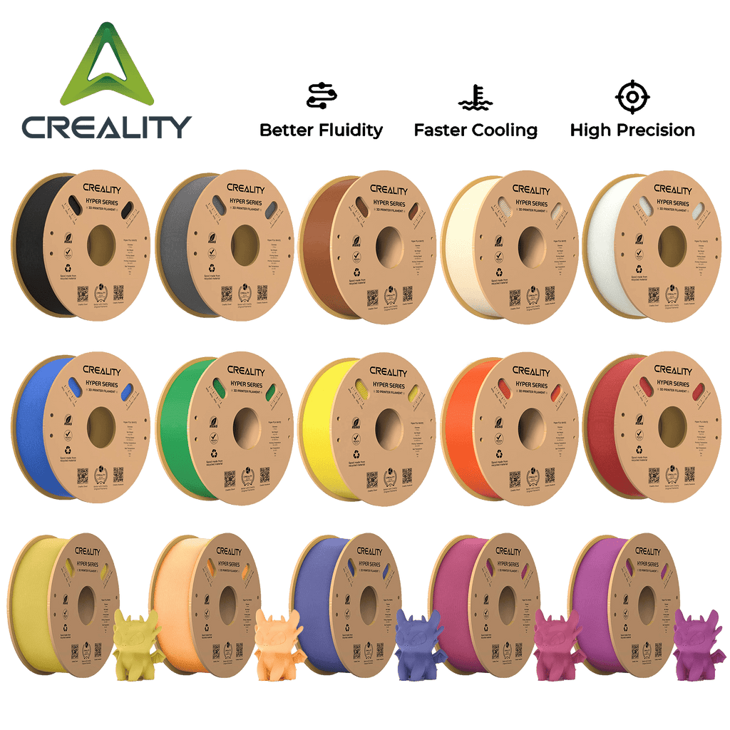 15 Pack Creality Hyper PLA 1.75 mm Filament Fast 30-600mm/s Smooth Extrusion for Most 3D Printer 15kg/33lbs,15 Colors