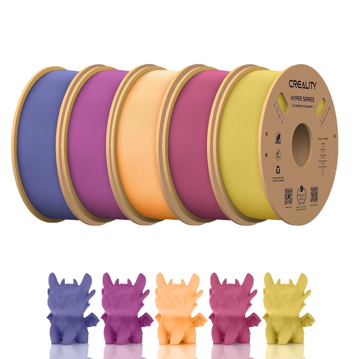 15 Pack Creality Hyper PLA 1.75 mm Filament Fast 30-600mm/s Smooth Extrusion for Most 3D Printer 15kg/33lbs,15 Colors