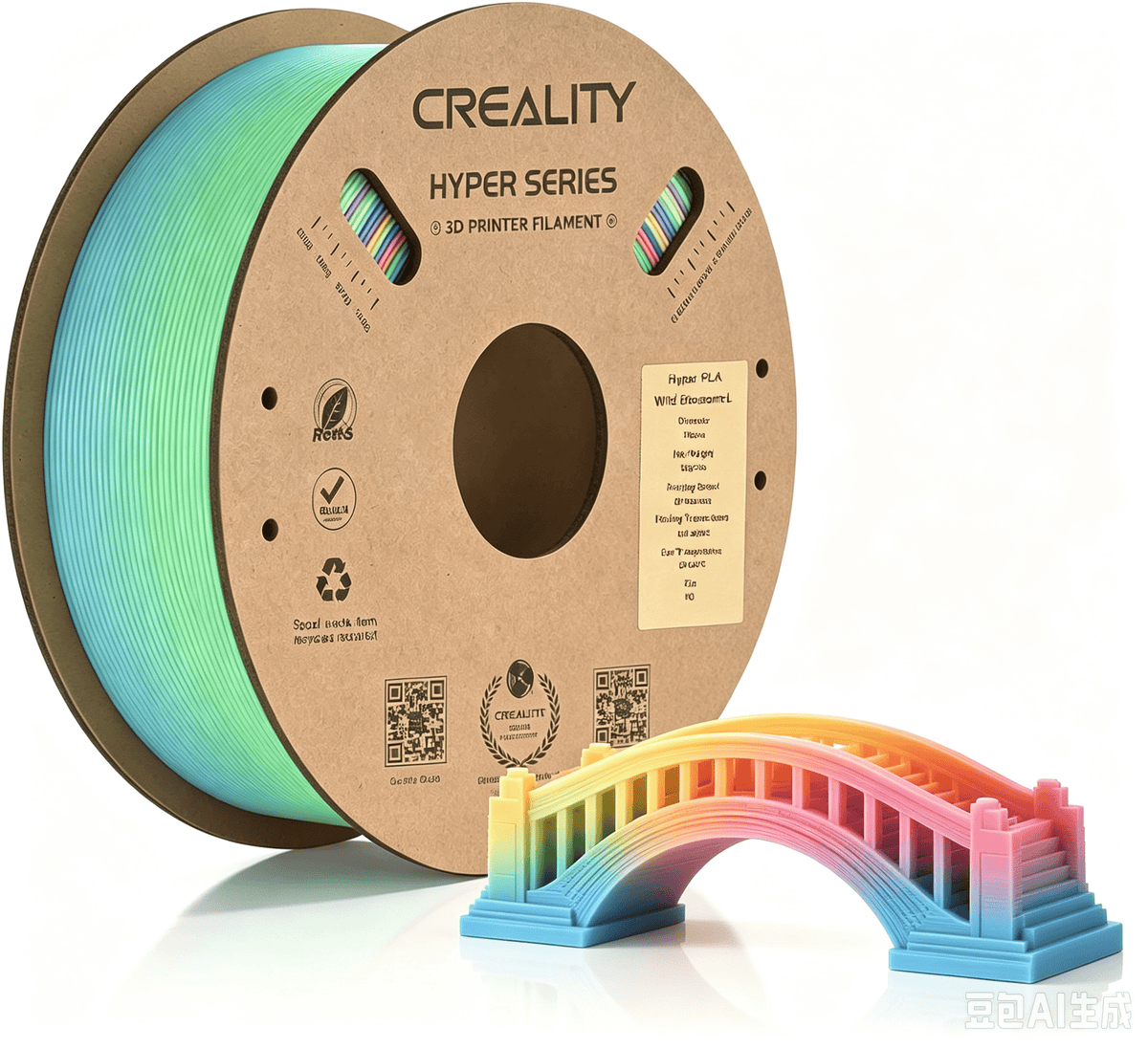Creality Hyper Rainbow PLA 3D Printing Filament Smooth Vibrant Gradients 300mm/s Printing Speed 2.2lb-Wild Blossom(Short)