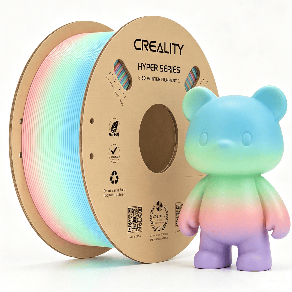 Creality Hyper Rainbow PLA 3D Printing Filament Smooth Vibrant Gradients 300mm/s Printing Speed 2.2lb-Wild Blossom(Short)