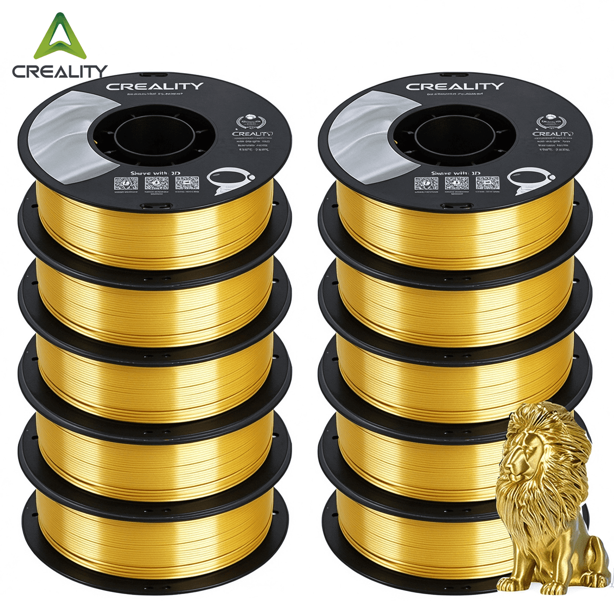12 Pack Creality 1.75mm Silk PLA Filaments Gloss Shiny Silk PLA 12kg, Tangle-free for All 3D Printers-All Colors