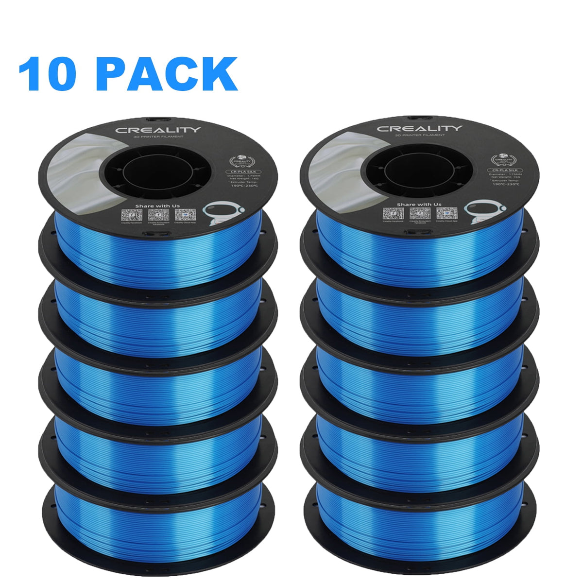 Creality Official 3D Printer Filament 2 Packs 1.75mm Silk PLA Filament Dimensional Accuracy +/- 0.03 mm 2.2lbs for 3D Printers
