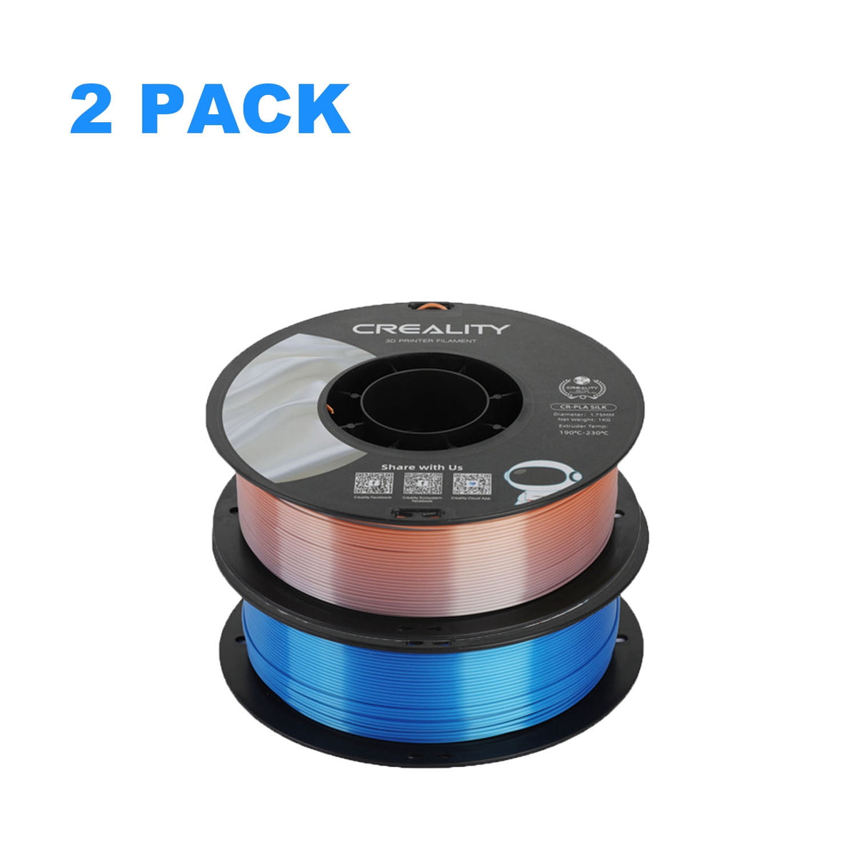 12 Pack Creality 1.75mm Silk PLA Filaments Gloss Shiny Silk PLA 12kg, Tangle-free for All 3D Printers-All Colors