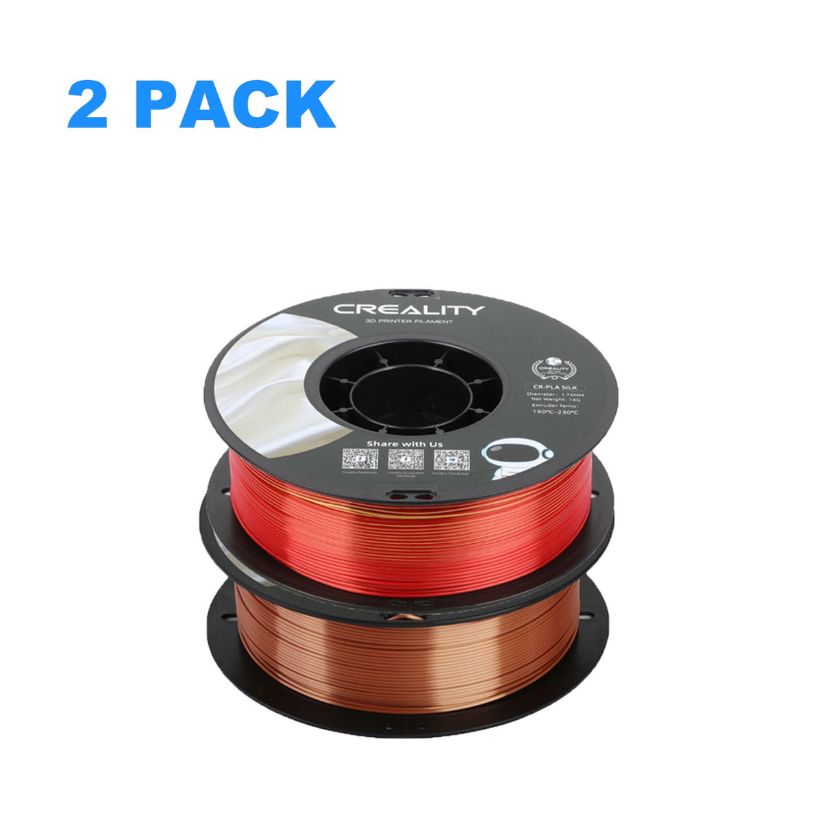 12 Pack Creality 1.75mm Silk PLA Filaments Gloss Shiny Silk PLA 12kg, Tangle-free for All 3D Printers-All Colors