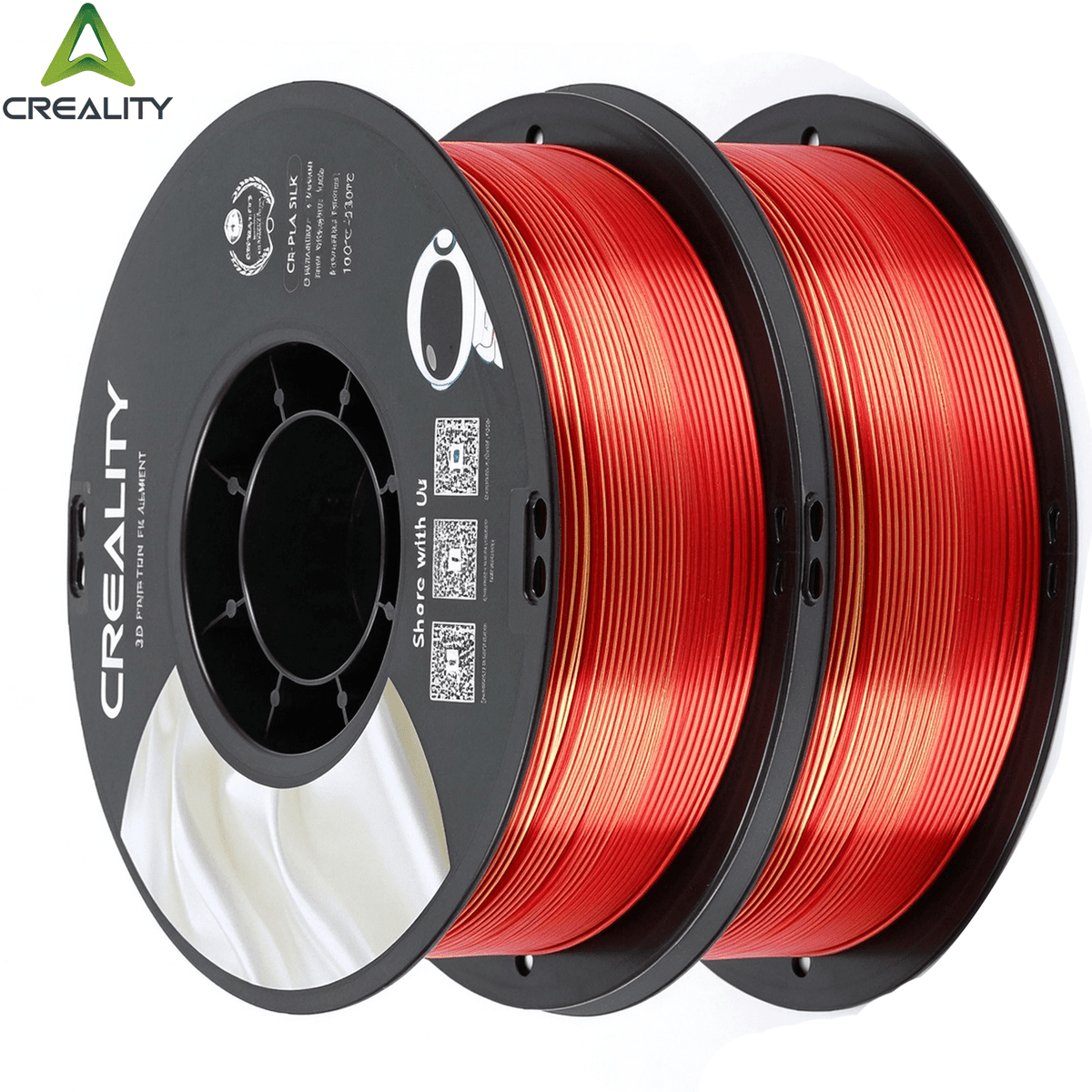 Creality Official 3D Printer Filament 2 Packs 1.75mm Silk PLA Filament Dimensional Accuracy +/- 0.03 mm 2.2lbs for 3D Printers
