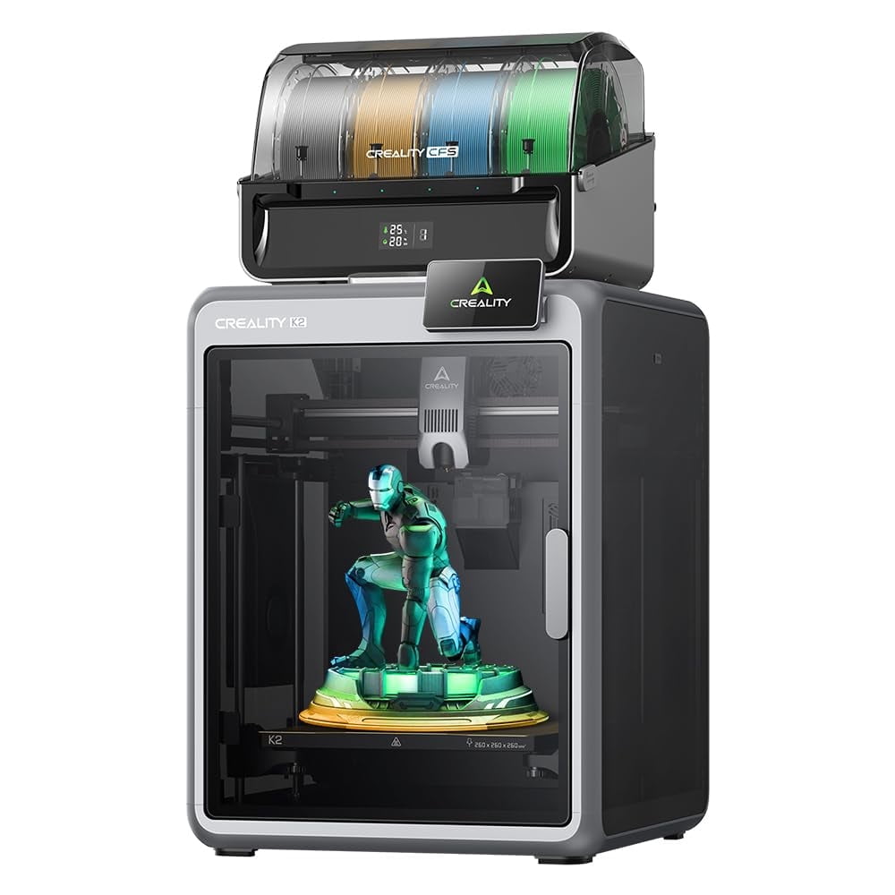 Creality Official K2 Combo 3D Printer, Multi-Color 3D Printer with CFS, 600mm/s High-Speed Printing, 300℃ Direct Drive Extruder, Auto Leveling, AI Chamber Camera, 10.24x10.24x10.24 inch Build Volume