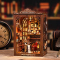 DIY Book Nook Kit – 3D Wooden Puzzle Miniature House Bookshelf Insert with LED Light, Craft Kit for Adults & Teens, Library of Glimmers