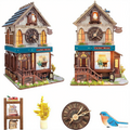 DIY Book Nook Kit,3D Wooden Puzzles - Miniature Cuckoo Clock House Kit, DIY Wooden Building Set for Adults and Teens, Mini Model Kit with 3-Mode Touch Switch - Cuckoo House