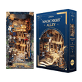 Strucwood DIY Book Nook Kit Magic Night Alley Wooden Puzzles with LED Dust Cover,3D Crafts Hobbies,Gifts for Adults(SQ-16)