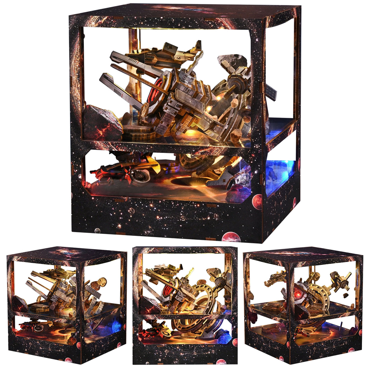 DIY Book Nook Kit with LED Light, Fantasy Wonderland Fold-Out Storybook Diorama, 3D Wooden Puzzle Bookshelf Decor Gift for Adults Teens
